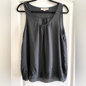 Loft sleeveless top with eyelet cut-outs